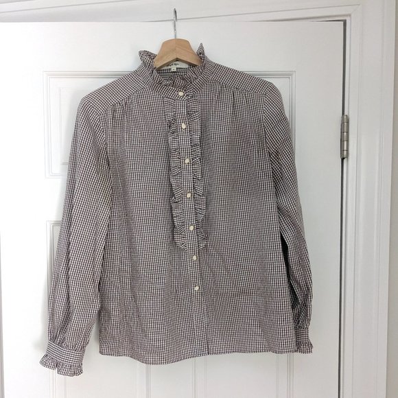 Simple Retro Tops - Victoria Ruffled Plaid Blouse